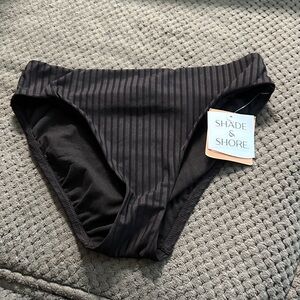 Shade & Shore Black Pinstripe Bikini Bottom